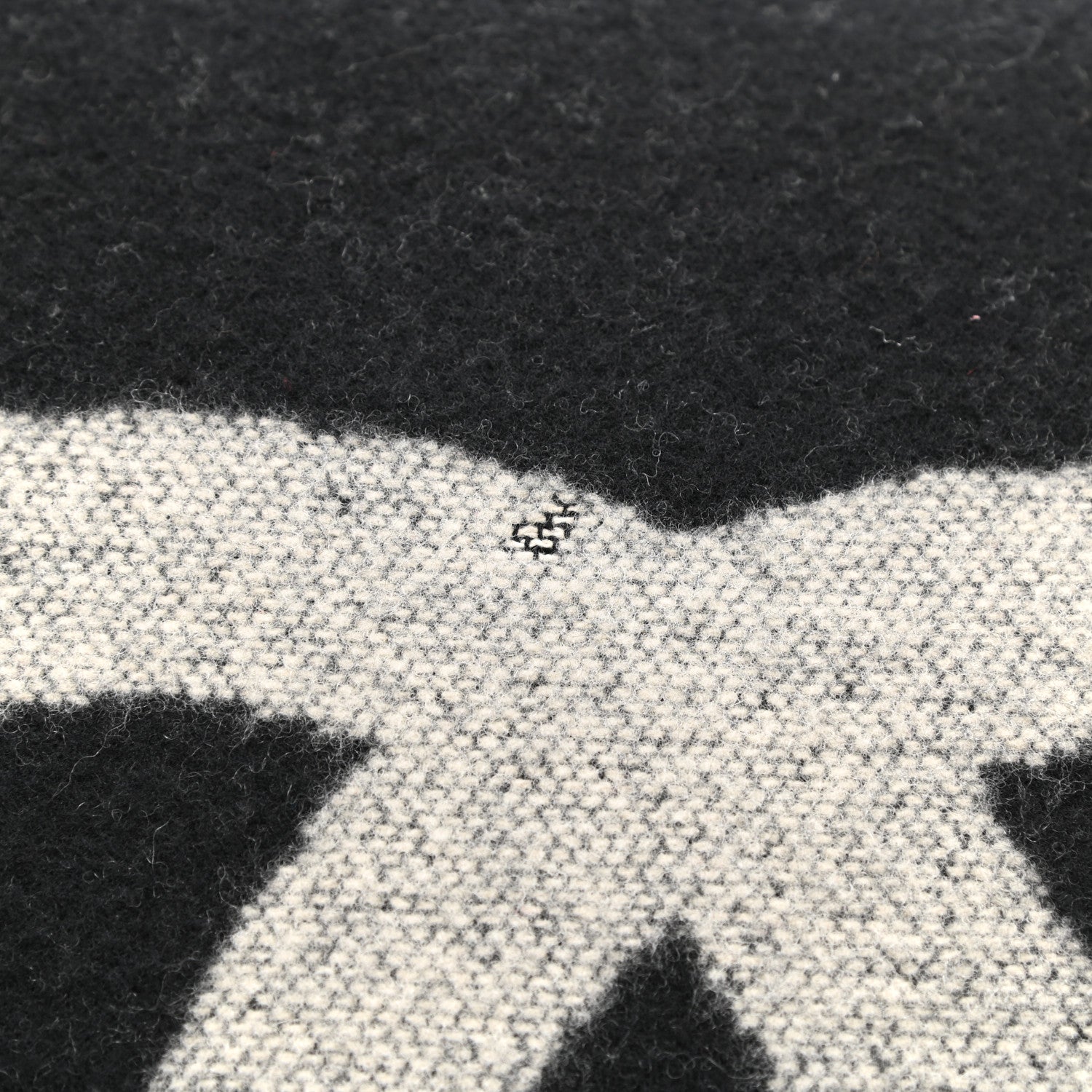 Chanel Merino Wool Cashmere CC Pillow Black Beige 4 of 5