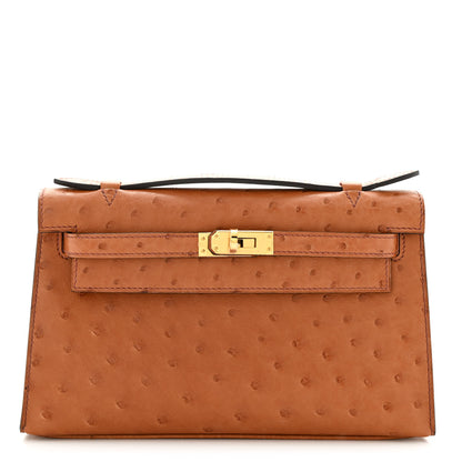Hermes Ostrich Kelly Pochette Cognac 1 of 10