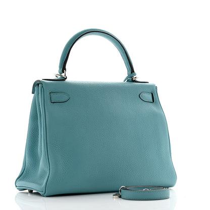 Hermes Taurillon Clemence Kelly Retourne 28 Turquoise 3 of 15