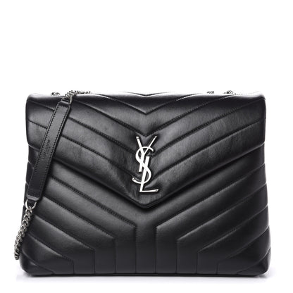 Saint Laurent Calfskin Y Quilted Monogram Medium Loulou Chain Satchel Black 1 of 11