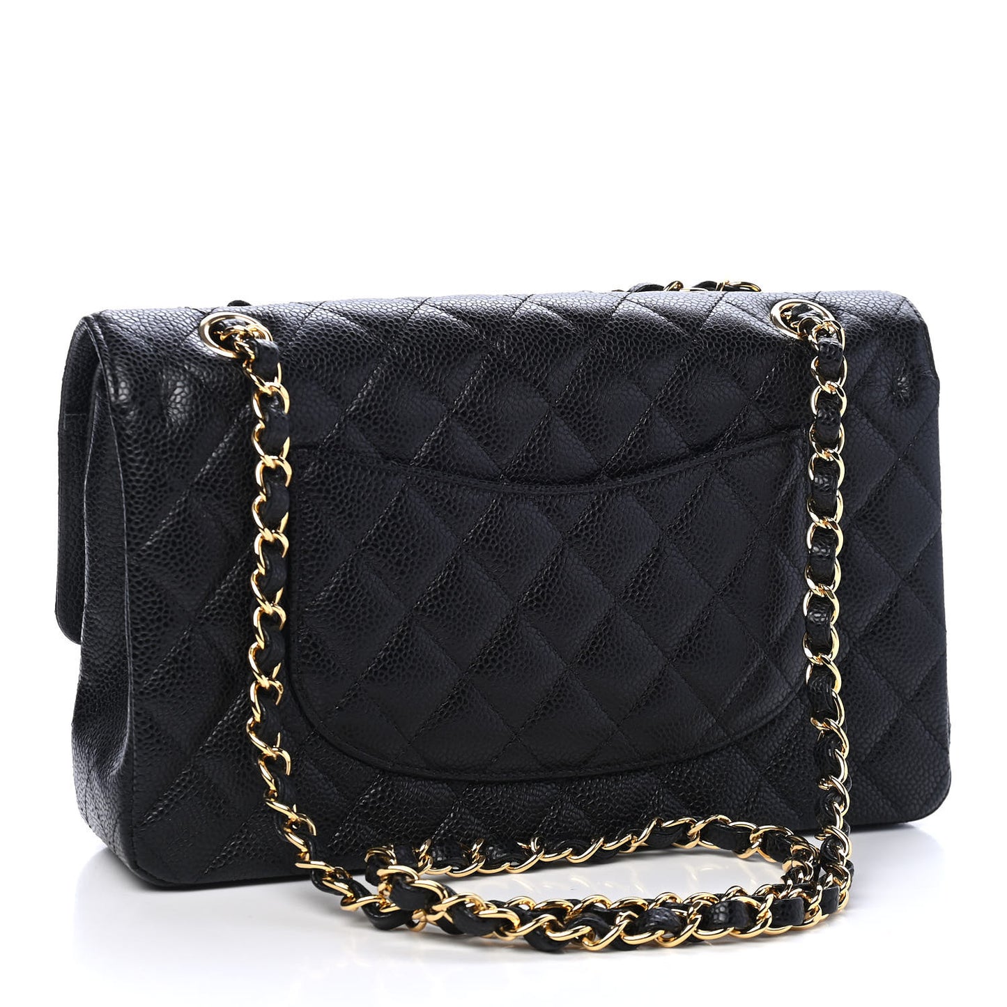 Caviar Quilted Medium Double Flap Black
