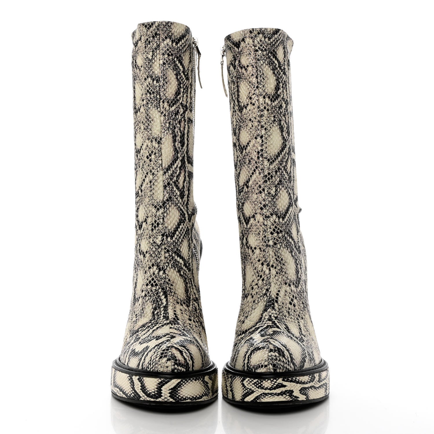 Givenchy Calfskin Snakeskin Print Wedge Platform Booties 40 Grey 2 of 9