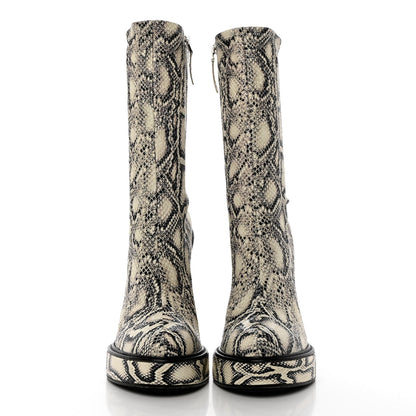 Givenchy Calfskin Snakeskin Print Wedge Platform Booties 40 Grey 2 of 9