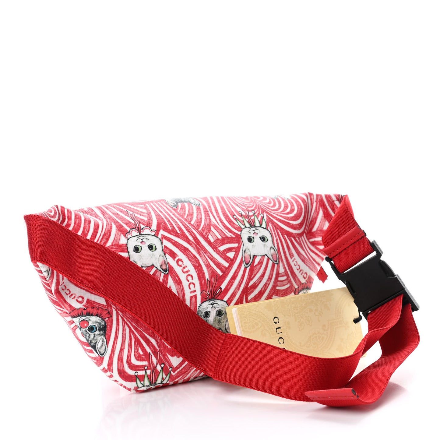 X YUKO HIGUCHI Canvas Cat Print Childrens Belt Bag Red White