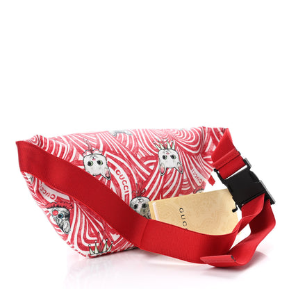 Gucci X YUKO HIGUCHI Canvas Cat Print Childrens Belt Bag Red White 2 of 4