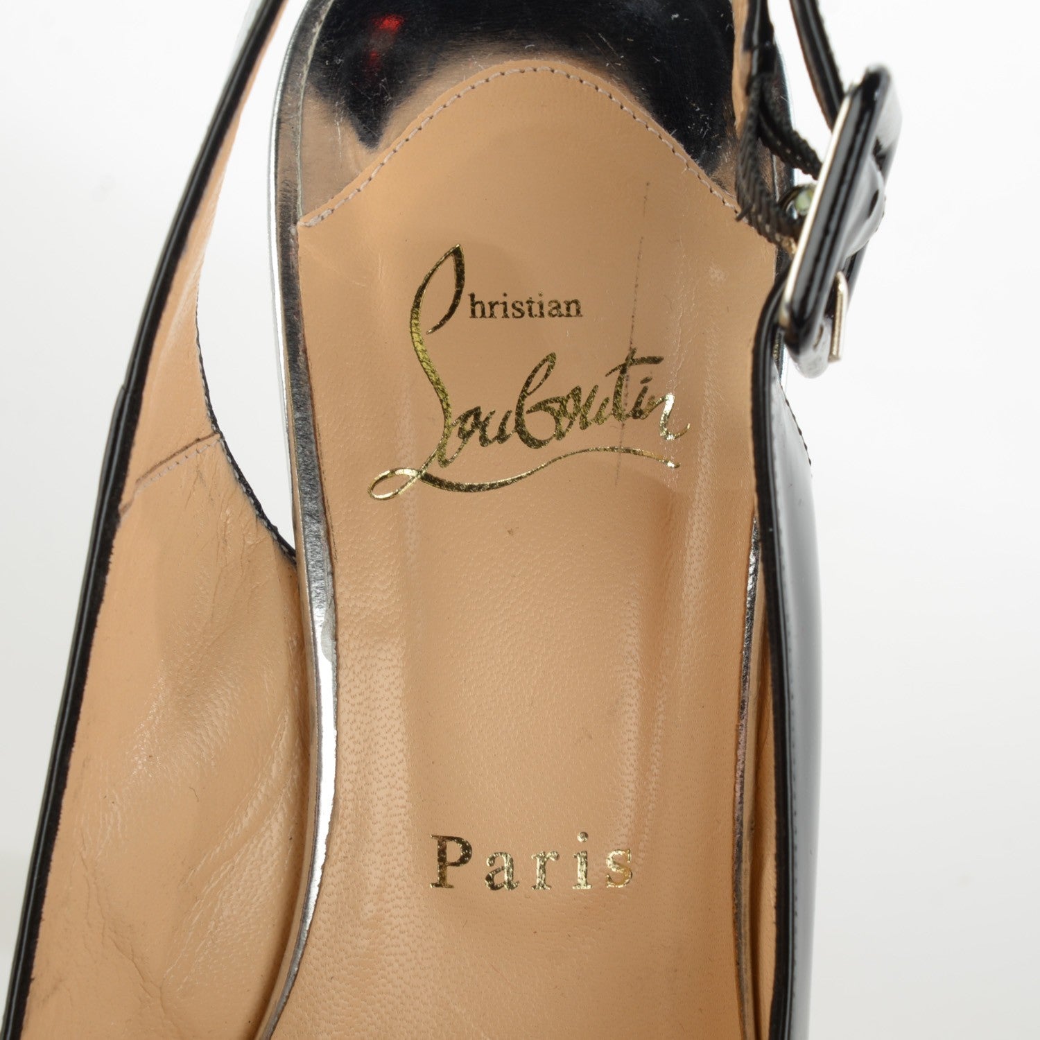 Christian Louboutin Patent 123 Scarpe 140 Platform Slingback Pumps 37.5 Black 6 of 7
