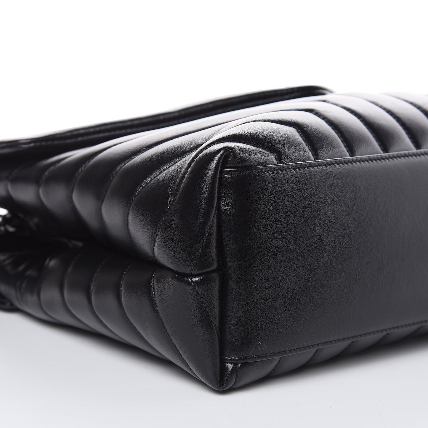 Calfskin Y Quilted Monogram Medium Loulou Chain Satchel Black