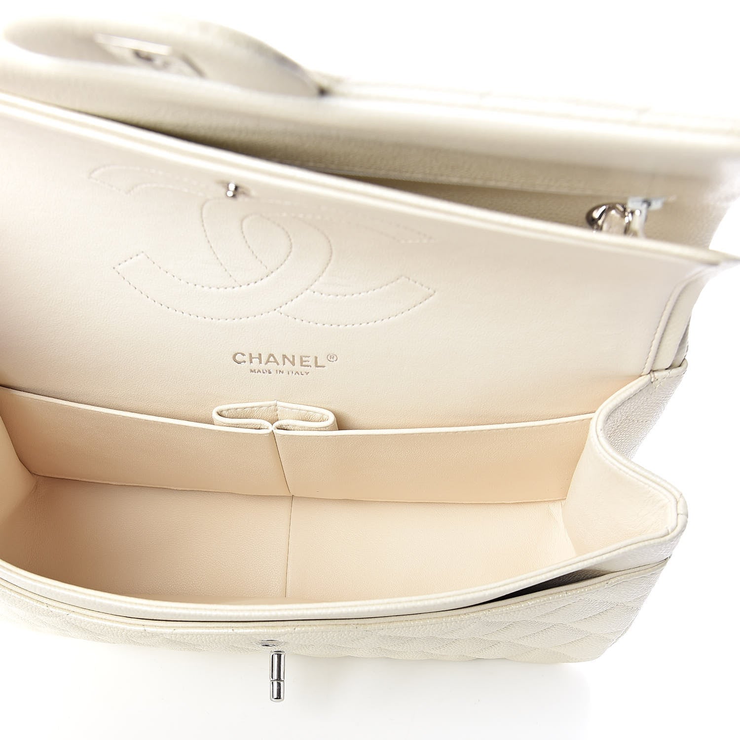 Chanel Pearly Caviar Quilted Jumbo Double Flap Dark White 7 of 9