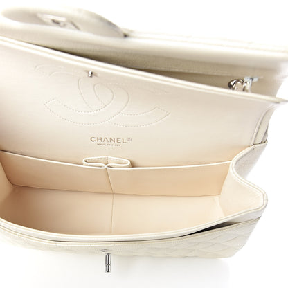 Chanel Pearly Caviar Quilted Jumbo Double Flap Dark White 7 of 9