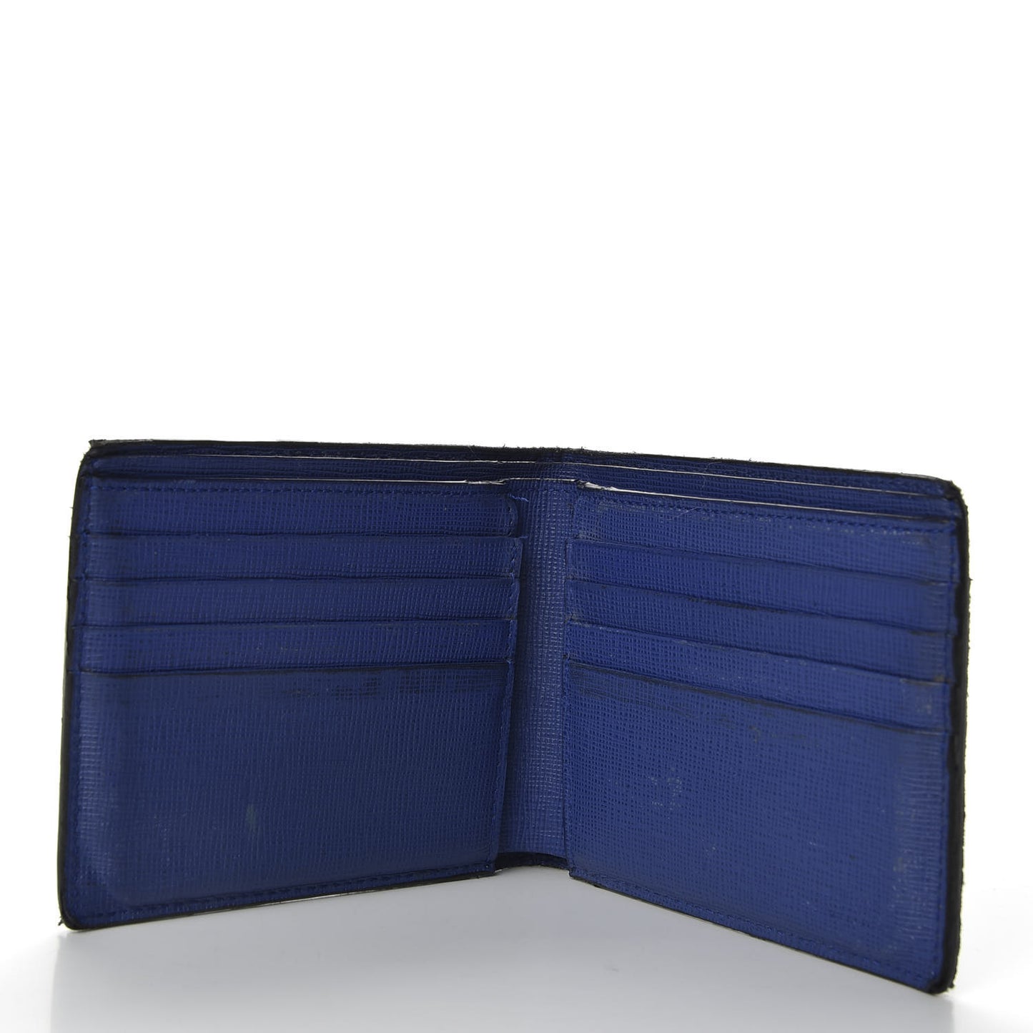 Vitello Elite Monster Eyes Inlay Bi-Fold Wallet Asfalto Blue