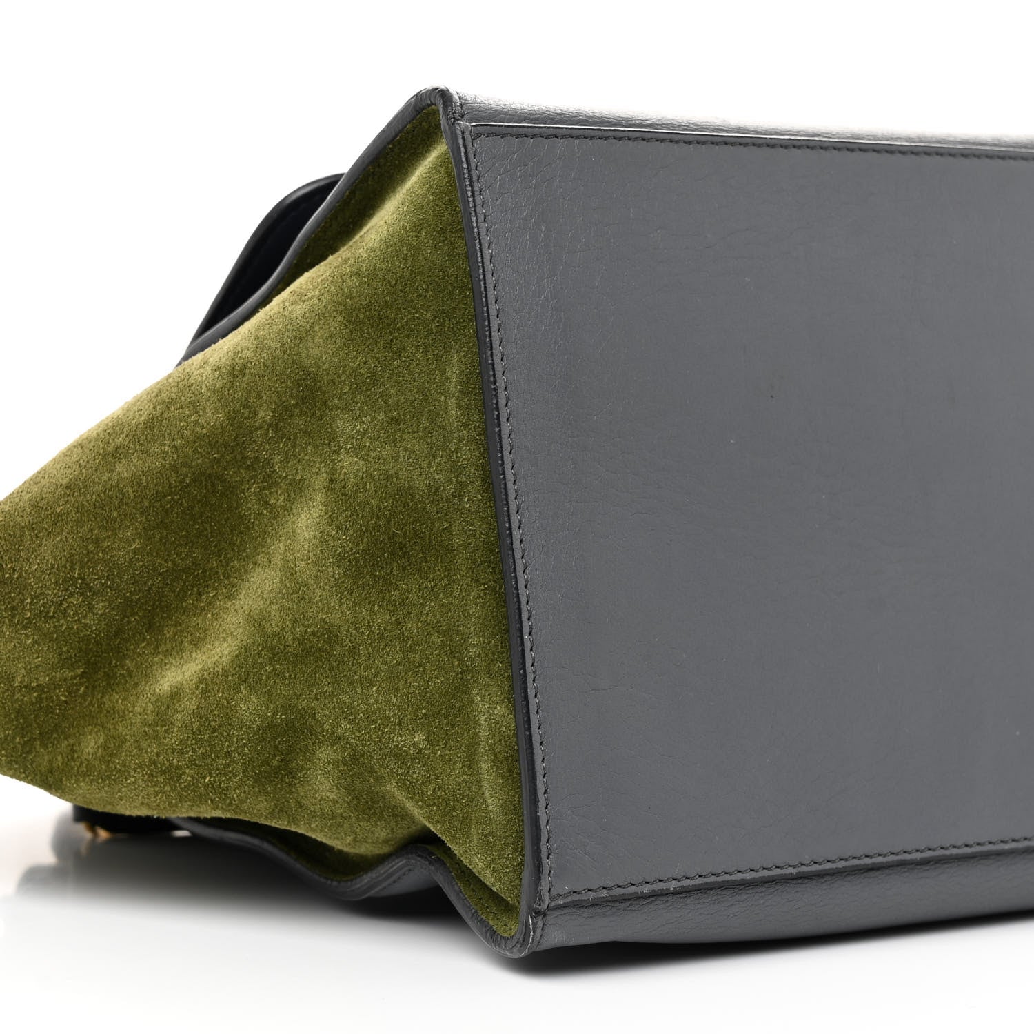 Celine Calfskin Suede Medium Tri-color Trapeze Green 8 of 10