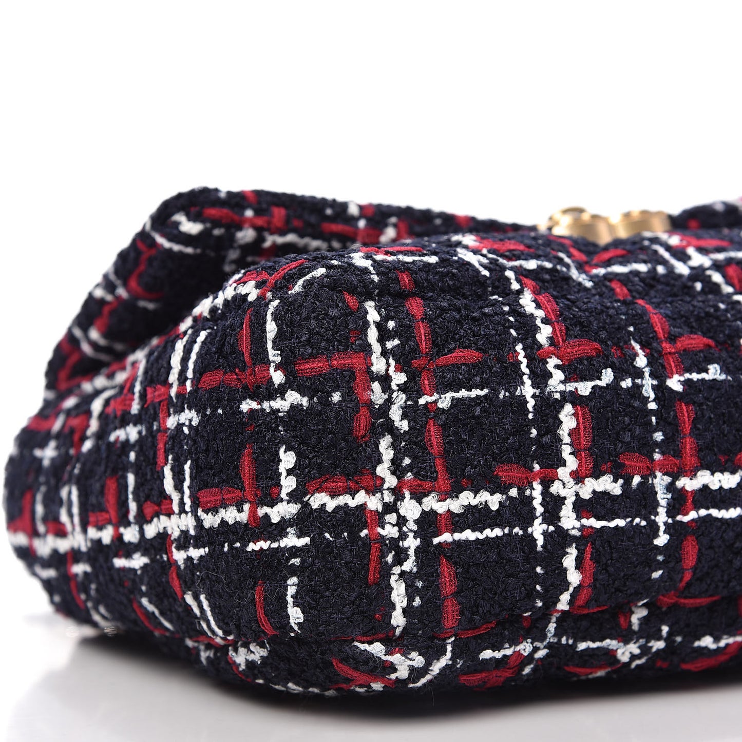 Tweed Quilted Medium Chanel 19 Flap Navy Blue White Red