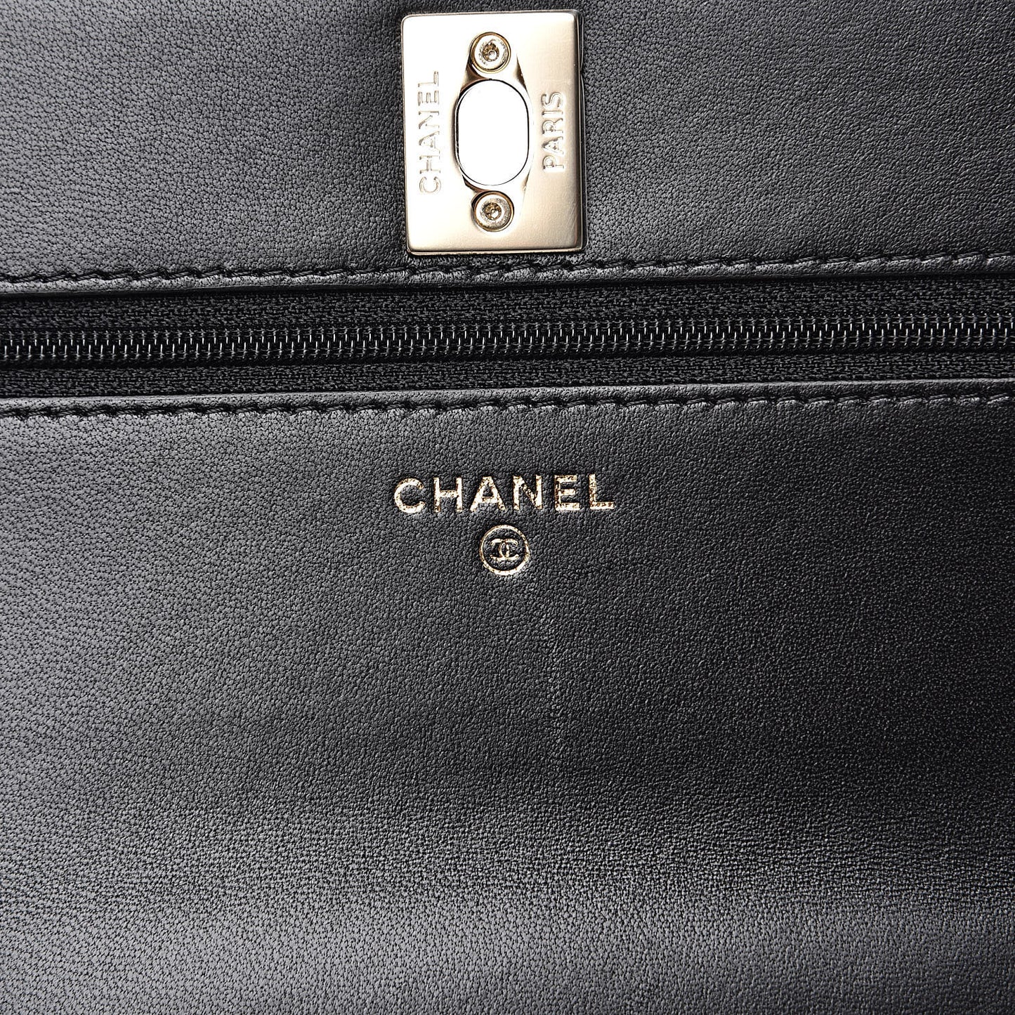 Lambskin Quilted Trendy CC Wallet On Chain WOC Black