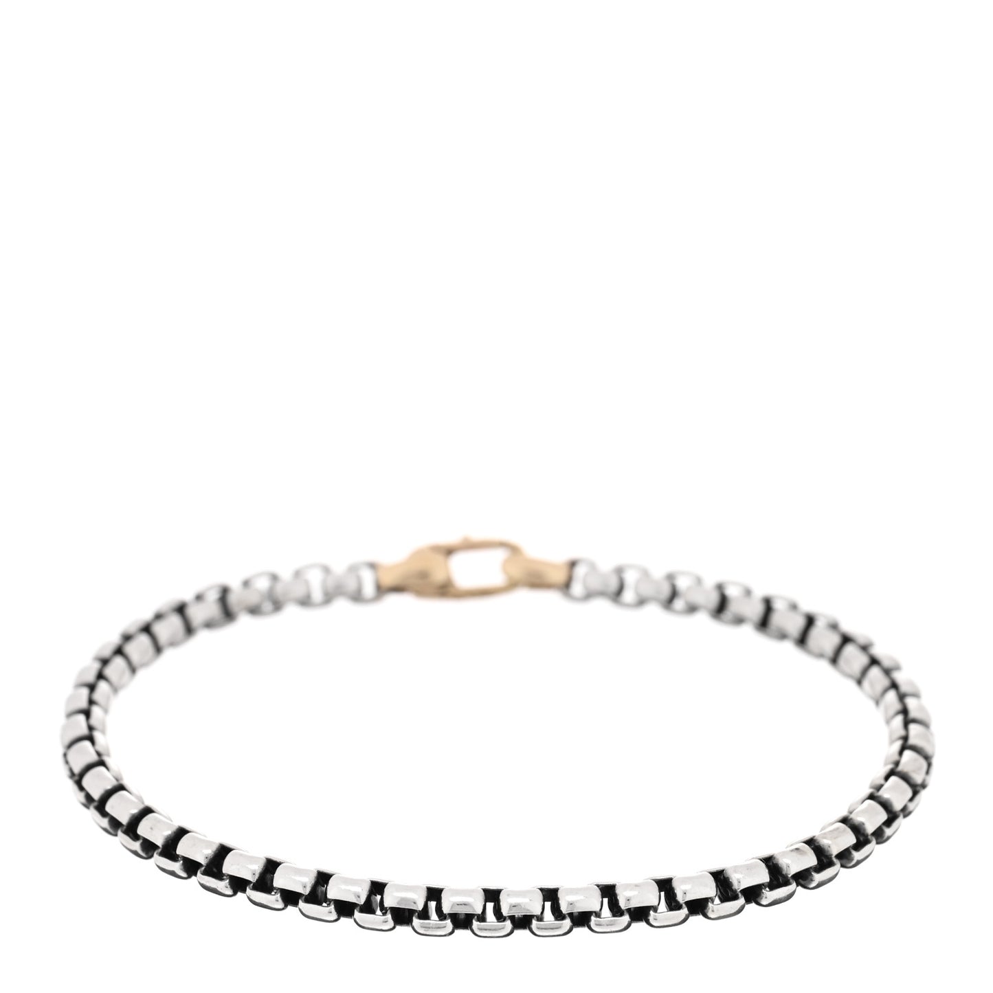 Sterling Silver 14K Yellow Gold 4mm Box Chain Bracelet