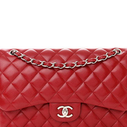Chanel Caviar Quilted Jumbo Double Flap Dark Red 8 of 13