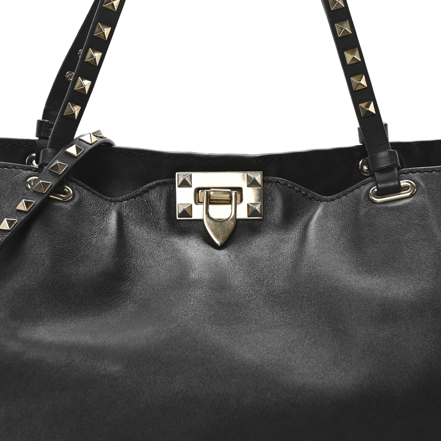 Vitello Medium Rockstud Tote Black