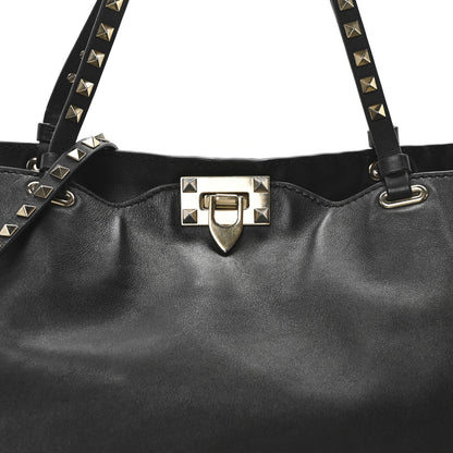 Valentino Garavani Vitello Medium Rockstud Tote Black 7 of 9