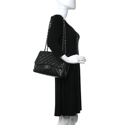 Chanel Lambskin Perforated Jumbo Single Flap Black 2 of 14
