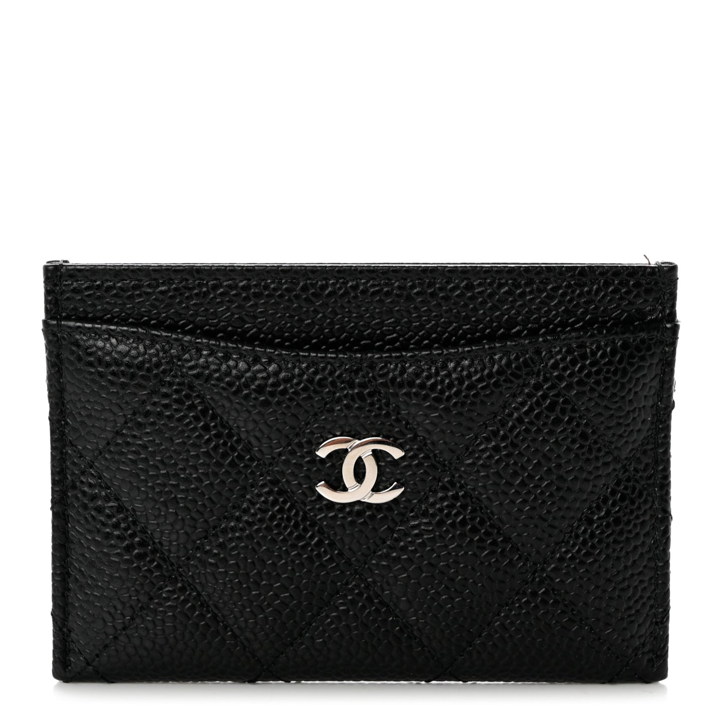 Caviar Quilted Card Holder Black