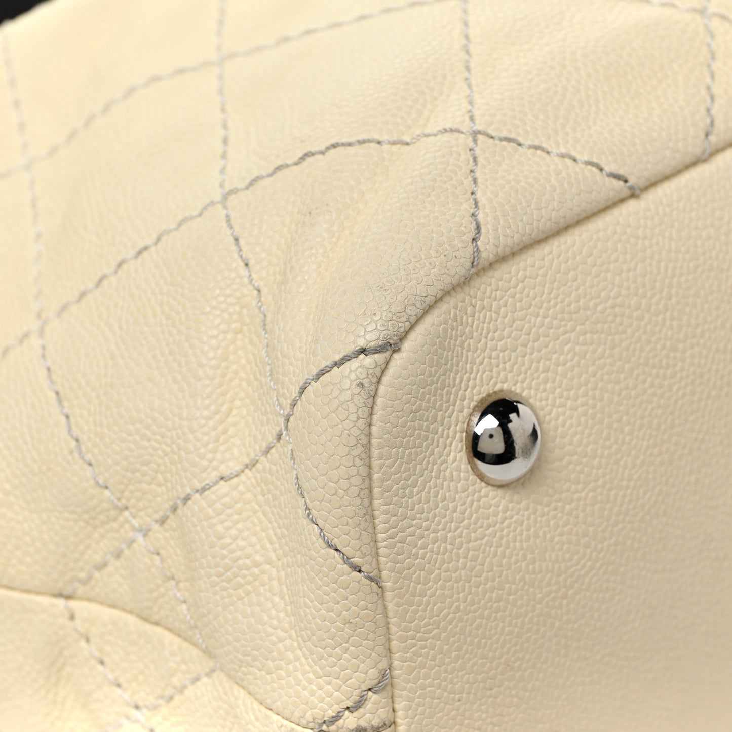 Grained Calfskin Quilted Small Daily Tote Dark White Black