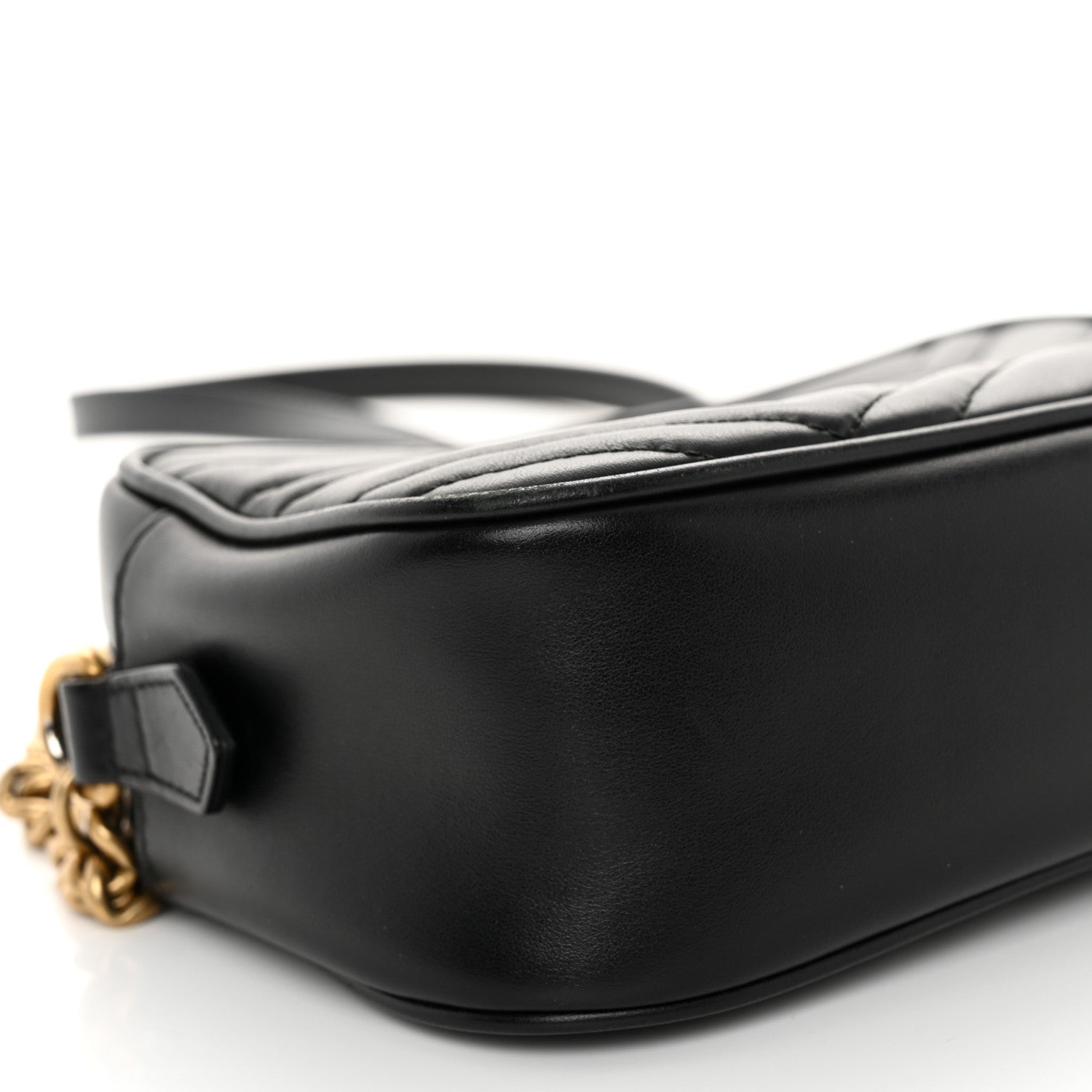 Gucci Calfskin Matelasse Small GG Marmont Chain Shoulder Bag Black 9 of 10