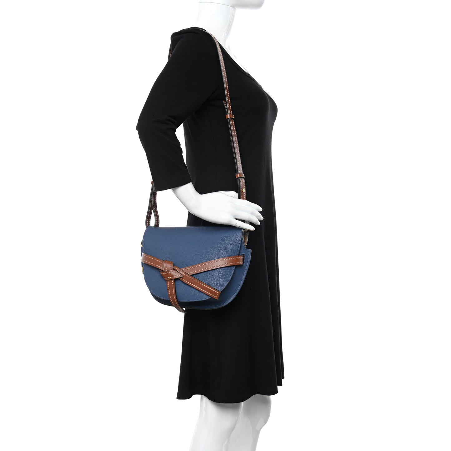 Grained Calfskin Small Gate Crossbody Bag Varsity Pecan