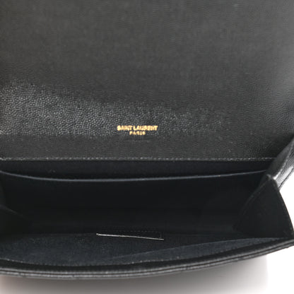 Saint Laurent Grain De Poudre Matelasse Chevron Monogram Envelope Clutch Black 5 of 10