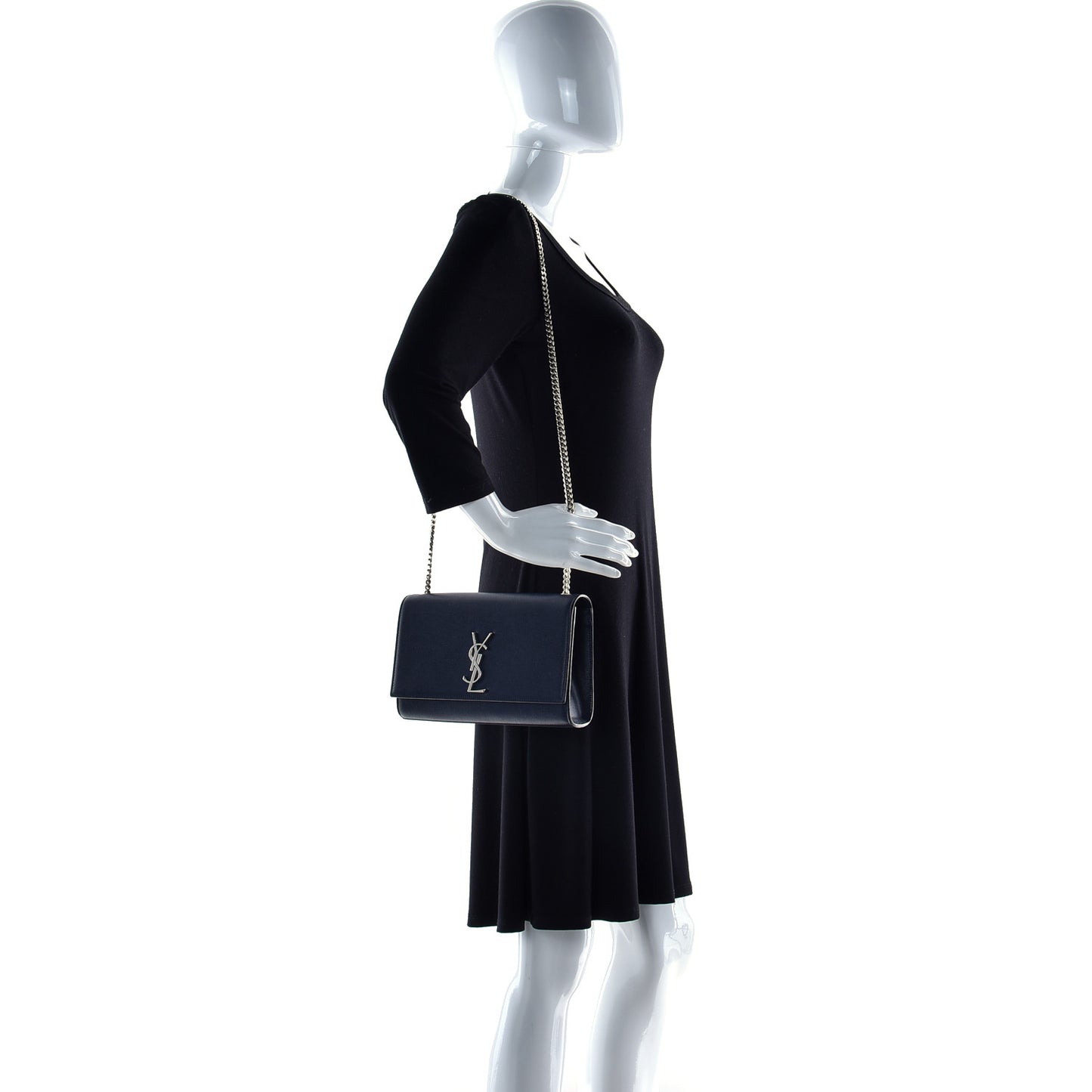 Grain De Poudre Medium Classic Monogram Kate Satchel Deep Marine
