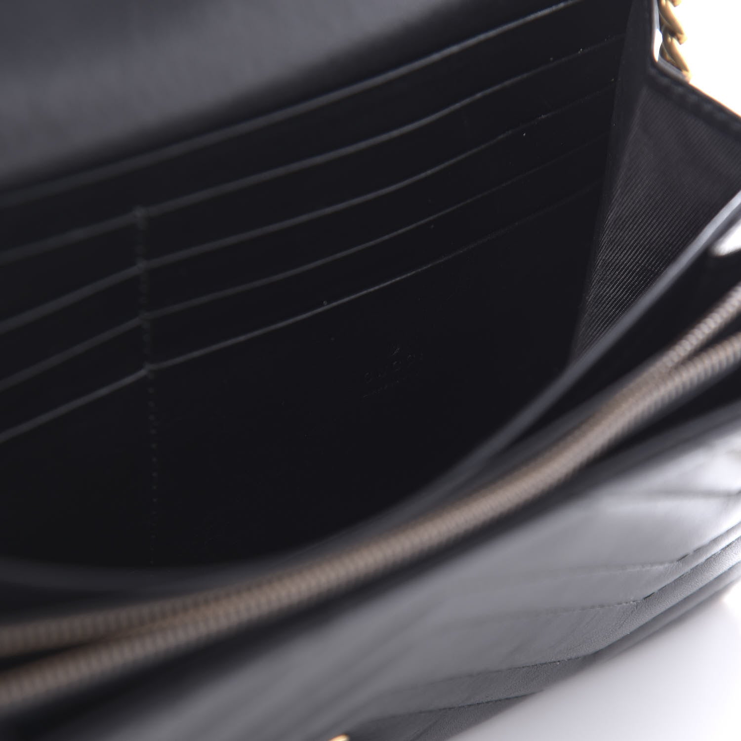 Gucci Calfskin Matelasse GG Marmont Chain Wallet Black 8 of 9