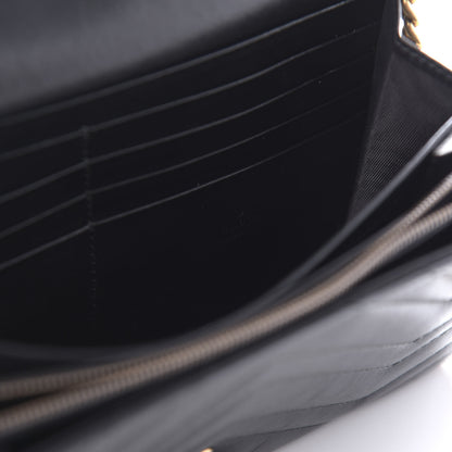 Gucci Calfskin Matelasse GG Marmont Chain Wallet Black 8 of 9
