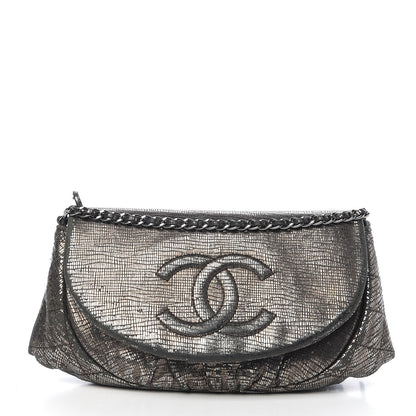 Chanel Iridescent Stamped Calfskin Half Moon Wallet On Chain WOC Silver 1 of 16