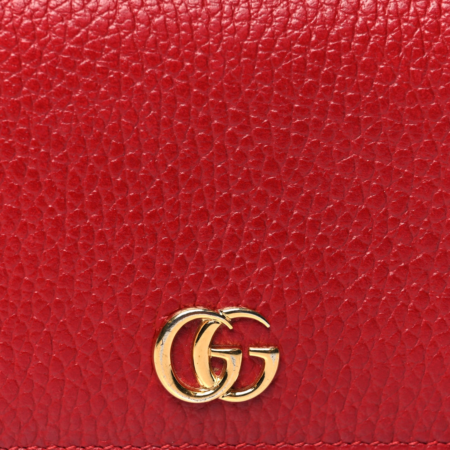 Pebbled Calfskin GG Marmont Card Case Hibiscus Red