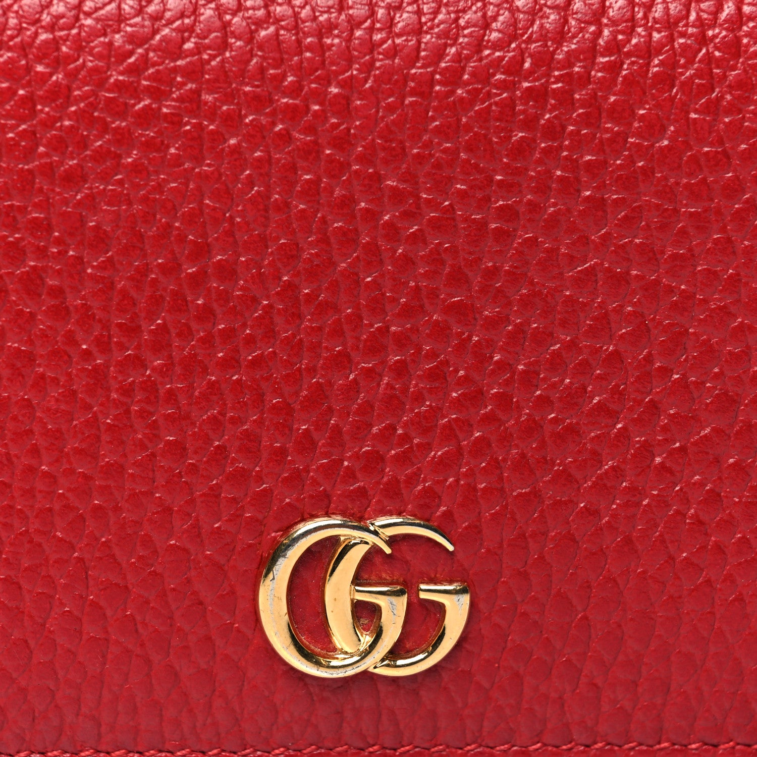Gucci Pebbled Calfskin GG Marmont Card Case Hibiscus Red 9 of 13