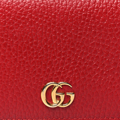 Gucci Pebbled Calfskin GG Marmont Card Case Hibiscus Red 9 of 13