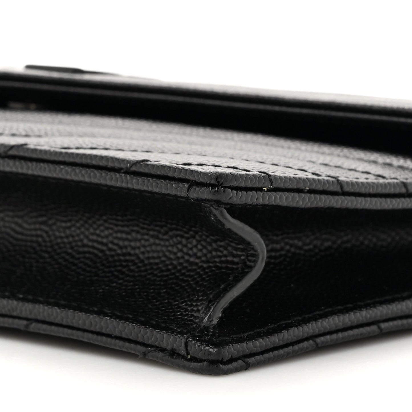 Grain De Poudre Matelasse Chevron Monogram Monochrome Envelope Chain Wallet Black