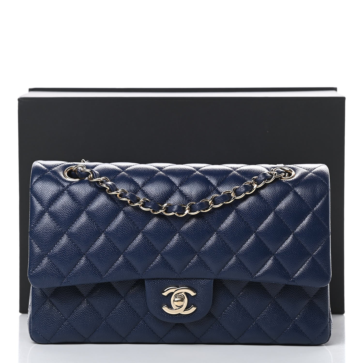 Chanel Caviar Quilted Medium Double Flap Navy 10 of 10