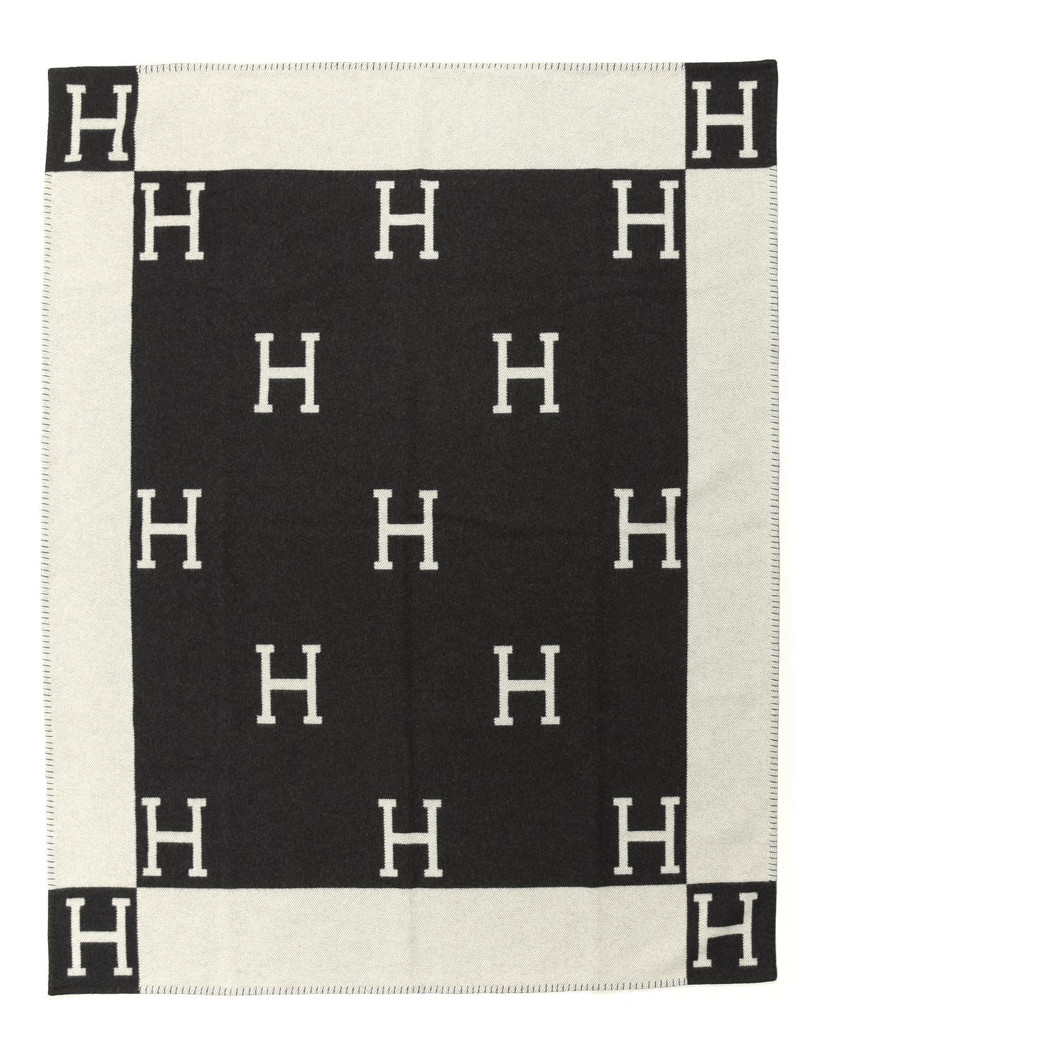 Hermes Wool Cashmere Avalon Blanket Ecru Gris Fonce 1 of 2