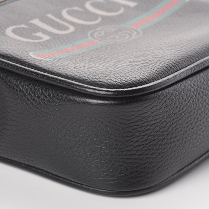 Gucci Grained Calfskin Logo Messenger Bag Black 8 of 9