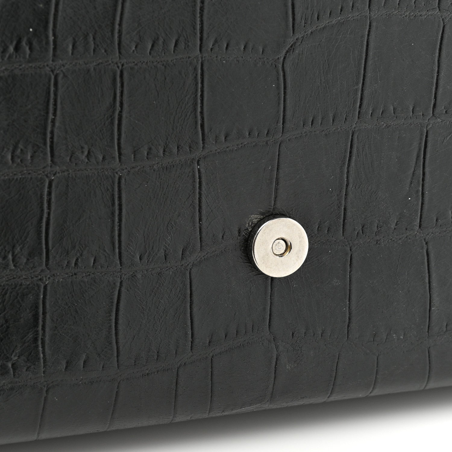 Saint Laurent Calfskin Crocodile Embossed Medium Classic Monogram Kate Tassel Satchel Black 12 of 17