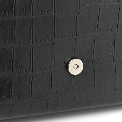 Saint Laurent Calfskin Crocodile Embossed Medium Classic Monogram Kate Tassel Satchel Black 12 of 17
