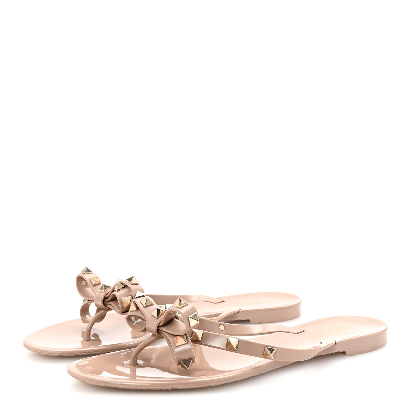 PVC Jelly Rockstud Bow Thong Sandals 40 Poudre