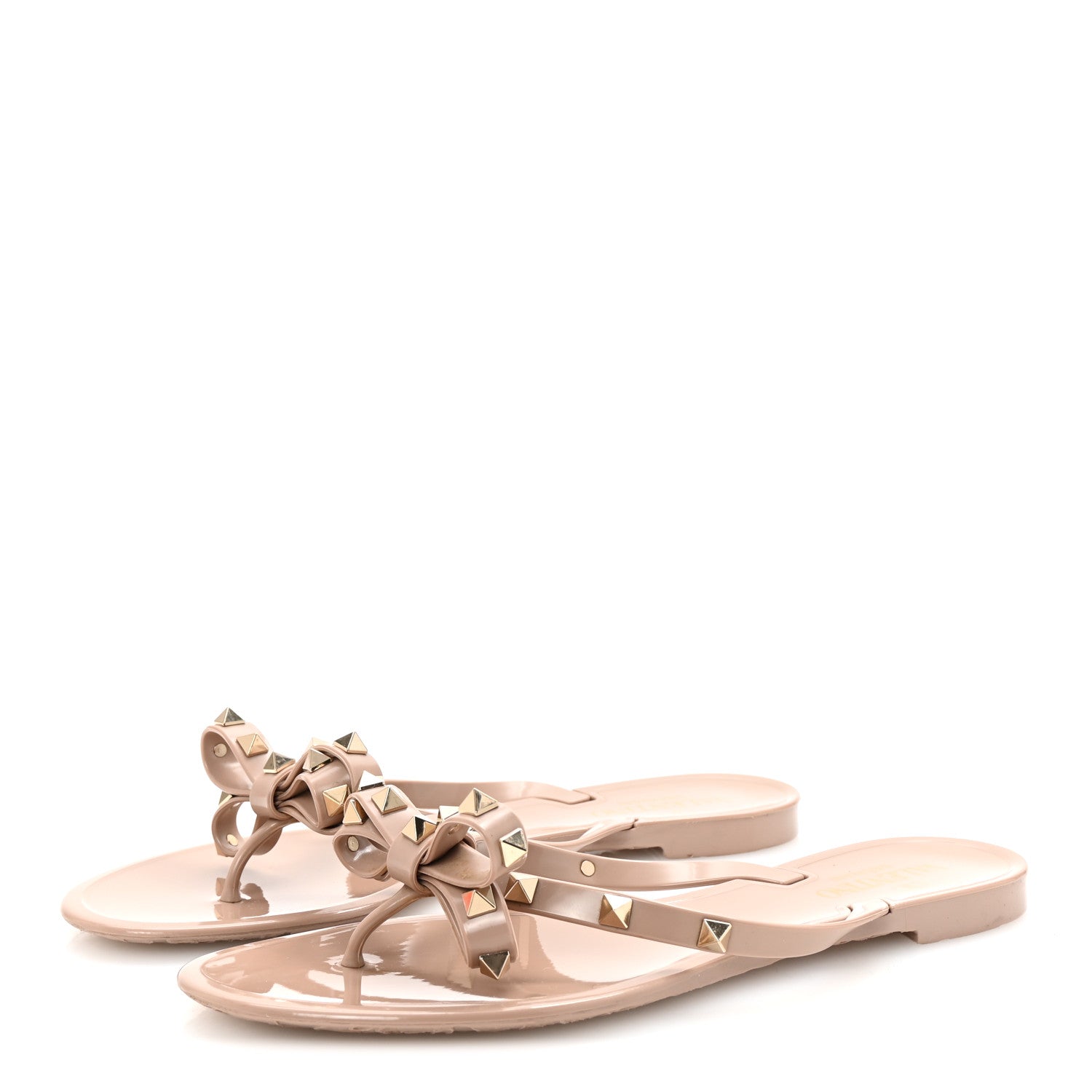 Valentino Garavani PVC Jelly Rockstud Bow Thong Sandals 40 Poudre 4 of 8
