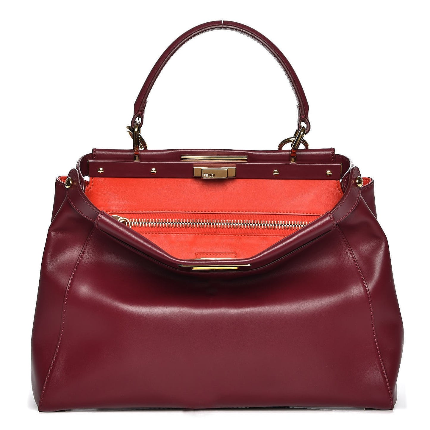 Vitello Morgan Shiny Nappa Medium Peekaboo Iconic Satchel Ciliegia Papavero