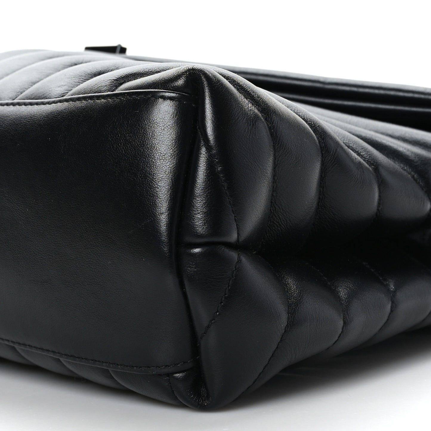 Calfskin Y Quilted Monogram Monochrome Medium Loulou Chain Satchel Black
