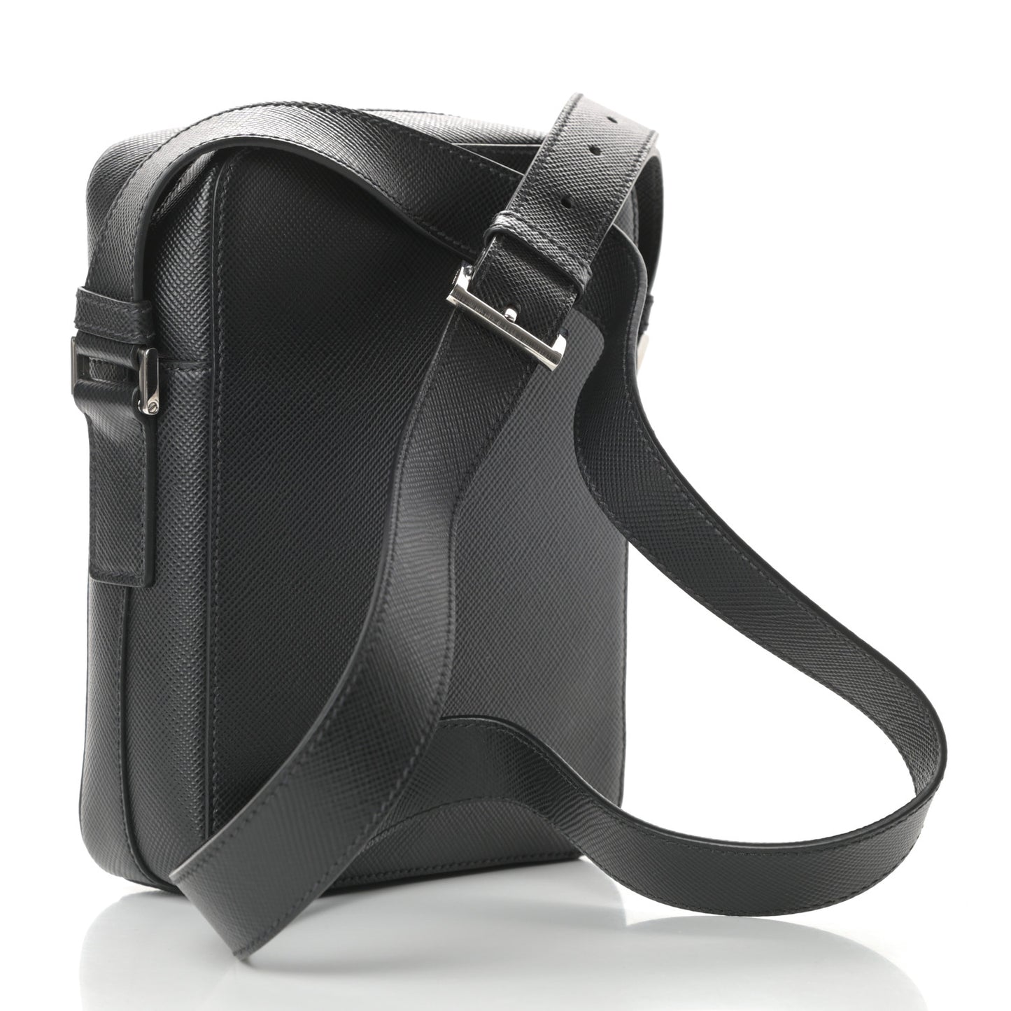 Saffiano Flat Messenger Bag Black
