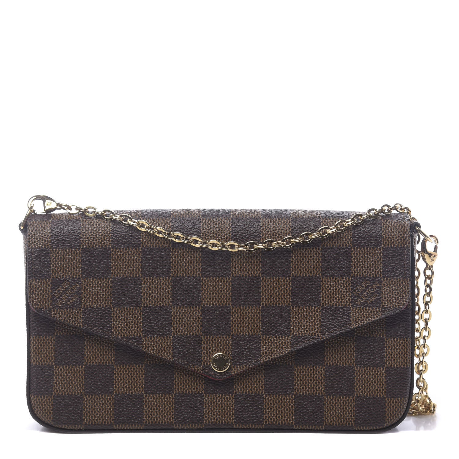 Louis Vuitton Damier Ebene Pochette Felicie Chain Wallet 1 of 13