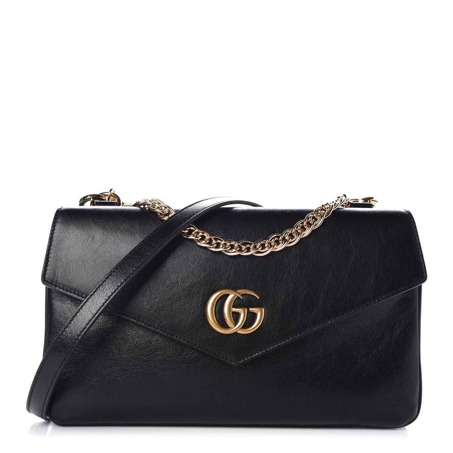 Calfskin Diagonal GG Medium Thiara Double Envelope Shoulder Bag Emerald Green Black