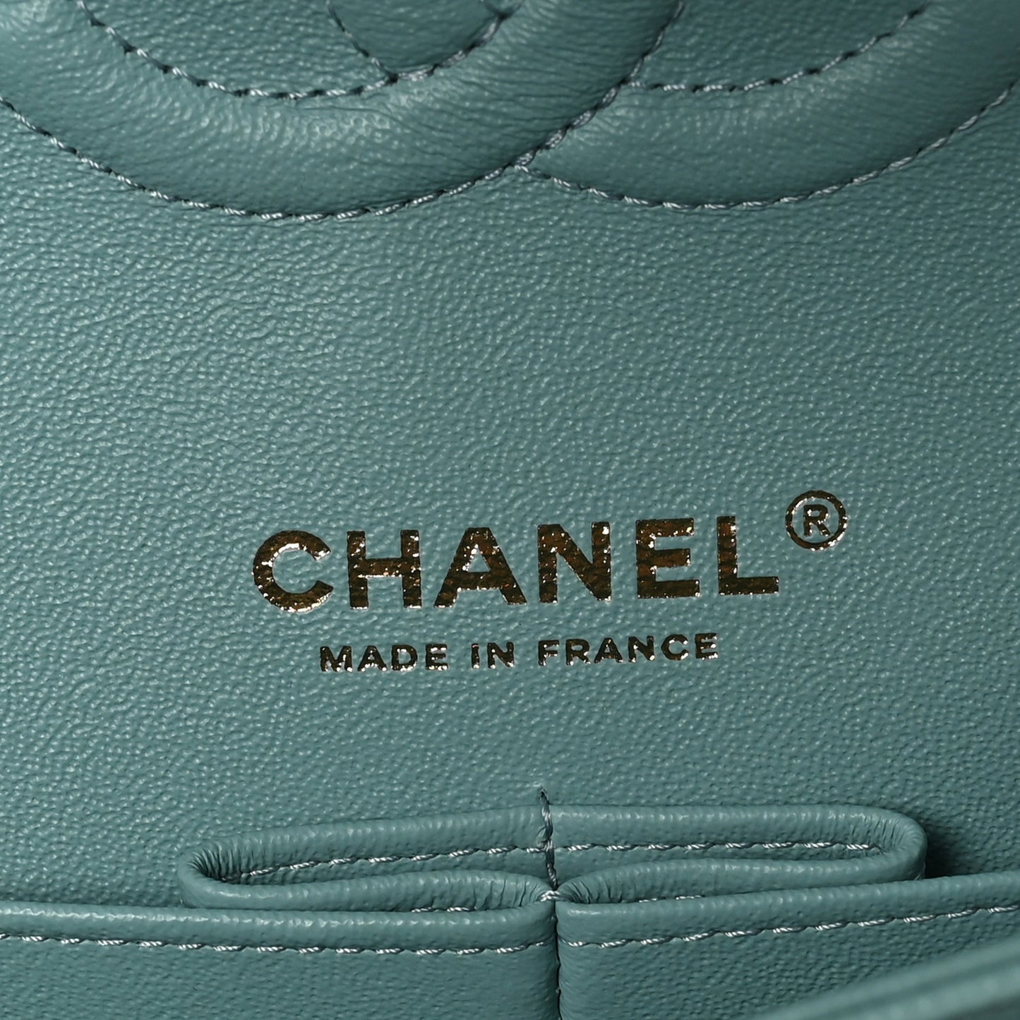 Caviar Quilted Medium Double Flap Light Blue