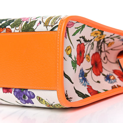 Gucci Canvas Medium Flora Tote White Multicolor Orange Fluo 10 of 15