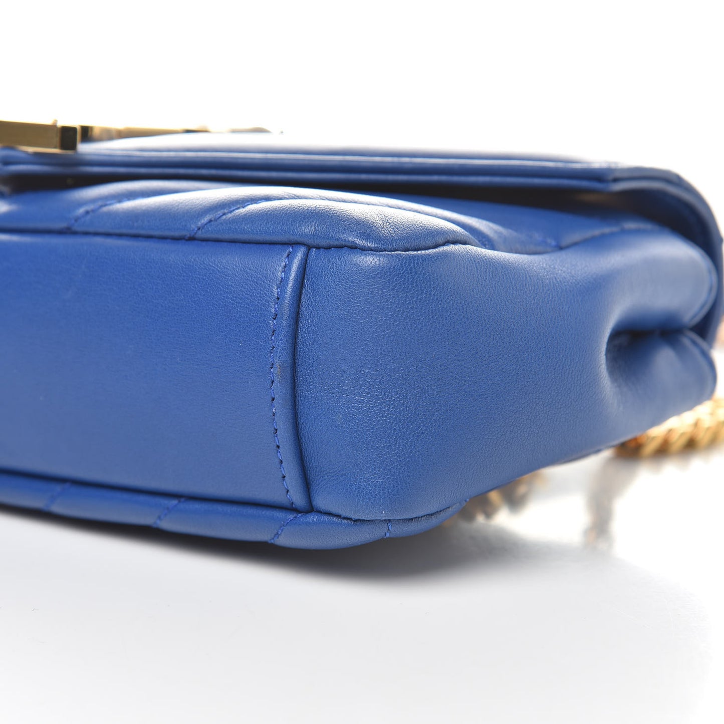 Sheepskin Matelasse Chevron Monogram Classic Baby Chain Bag Blue Majorelle